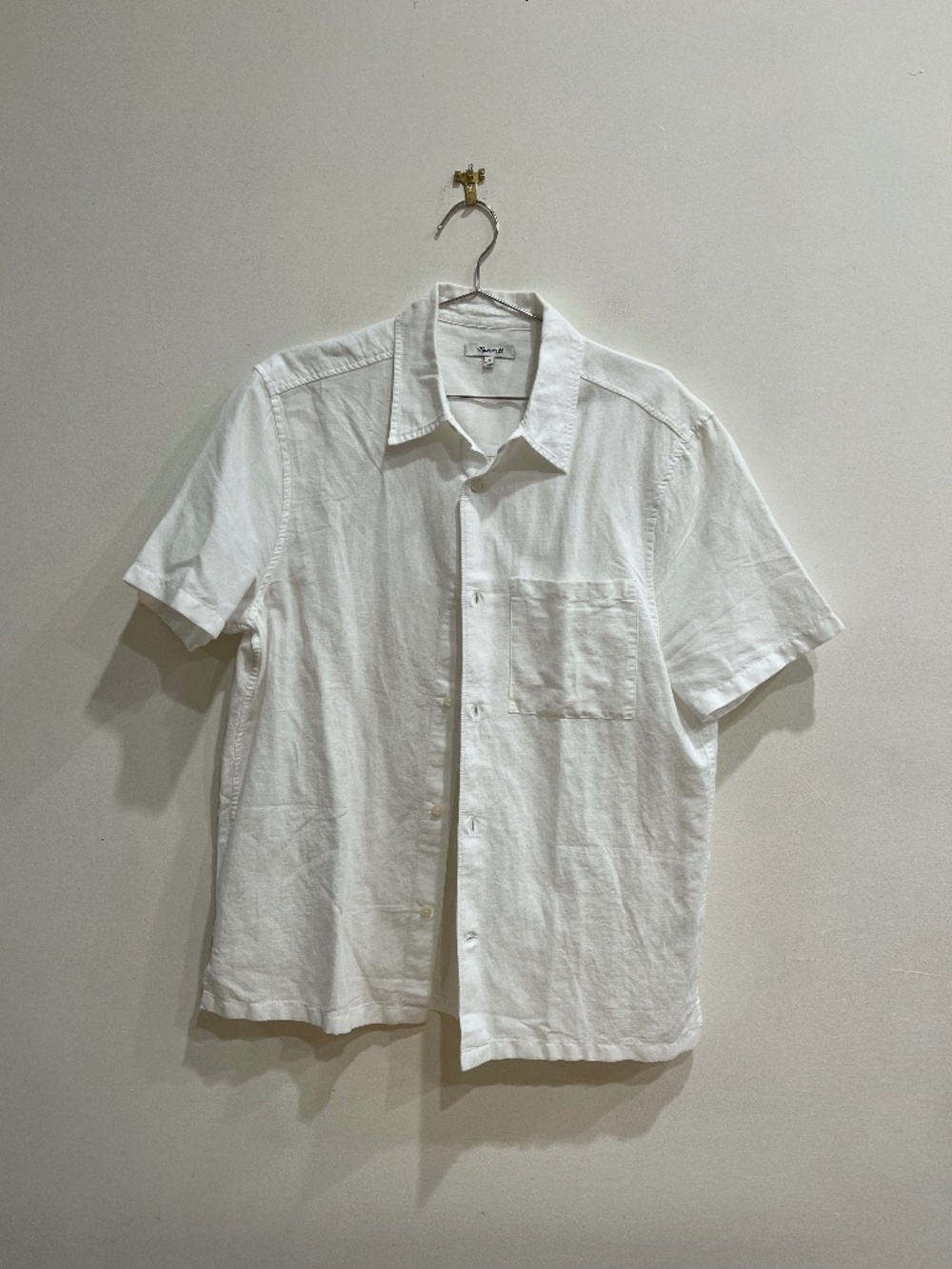 Madewell Mainline White Camp Collar Shirt Men's Medium